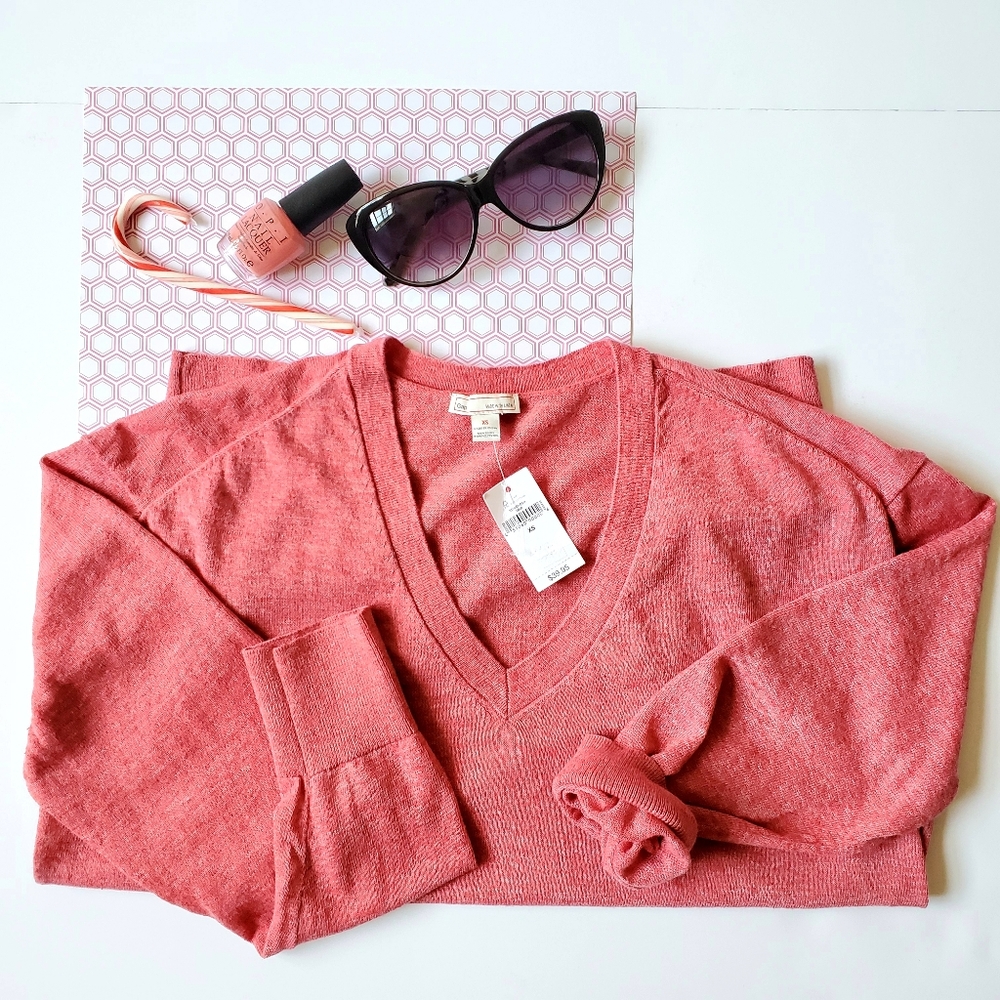 V-neck Pullover Sweater Made With Linen From Gap